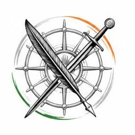 Defence Reimagined compass, sword and quill emblem